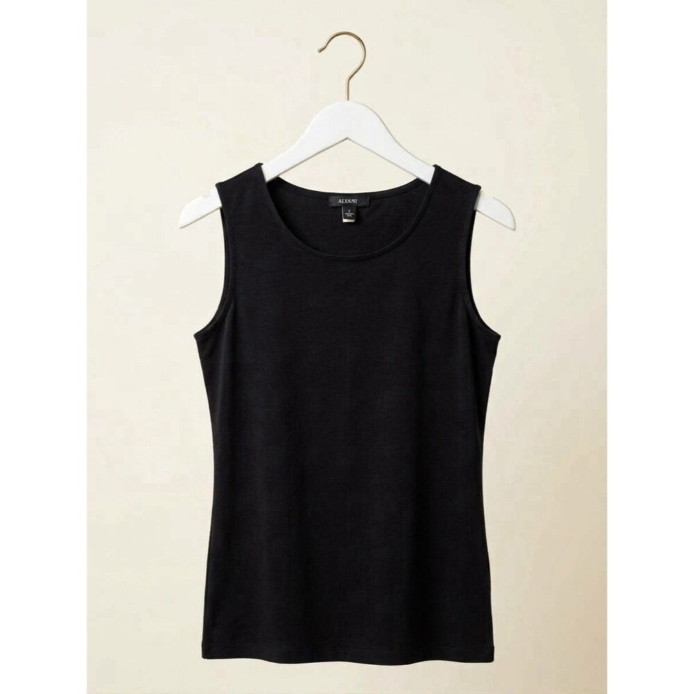 Alfani Black Sleeveless Tank Top Crew Neck Size Small S Made in USA